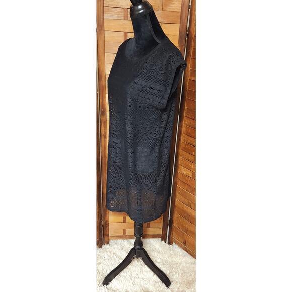Merona Women's Black Laser Cut Swimsuit Cover-Up Dress Size Medium M - Picture 5 of 7